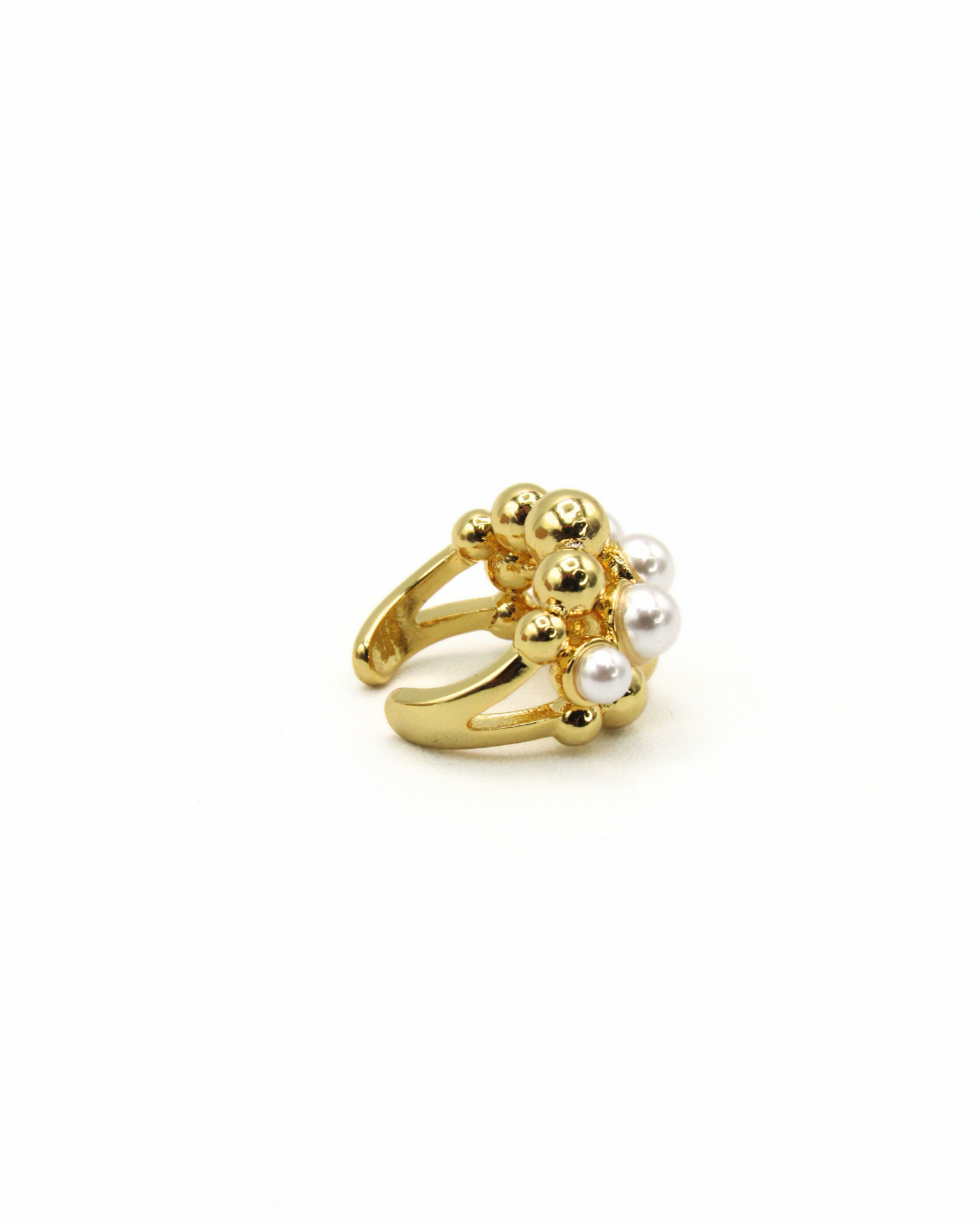 Ear Cuff Balines Y Perlas Dorado