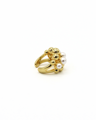 Ear Cuff Balines Y Perlas Dorado