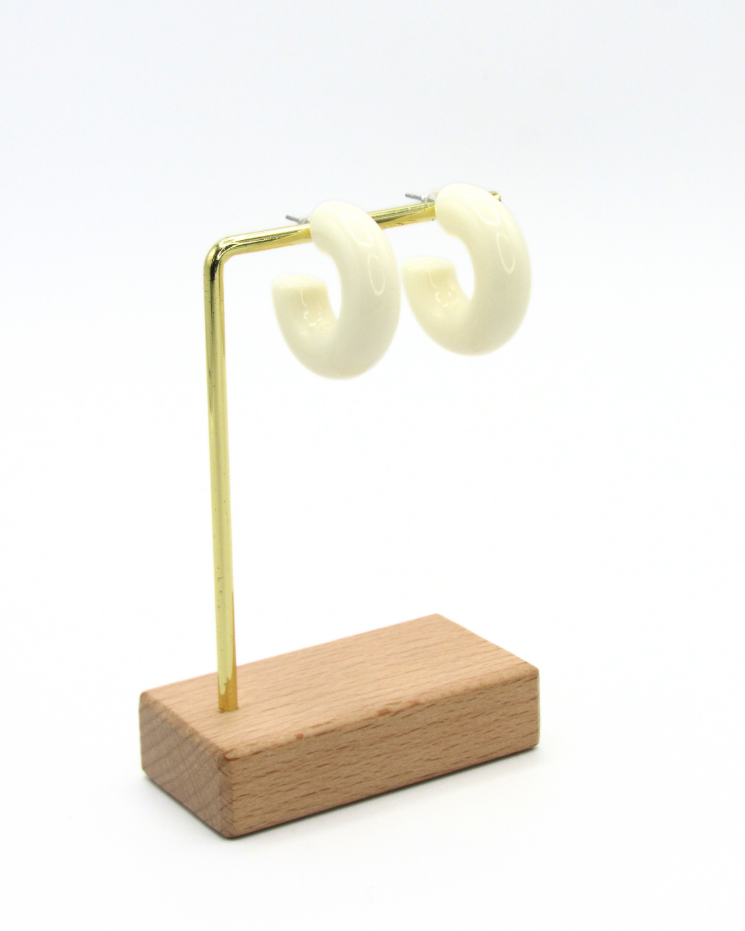 Aretes Candongas Resina Beige Marmoleadas