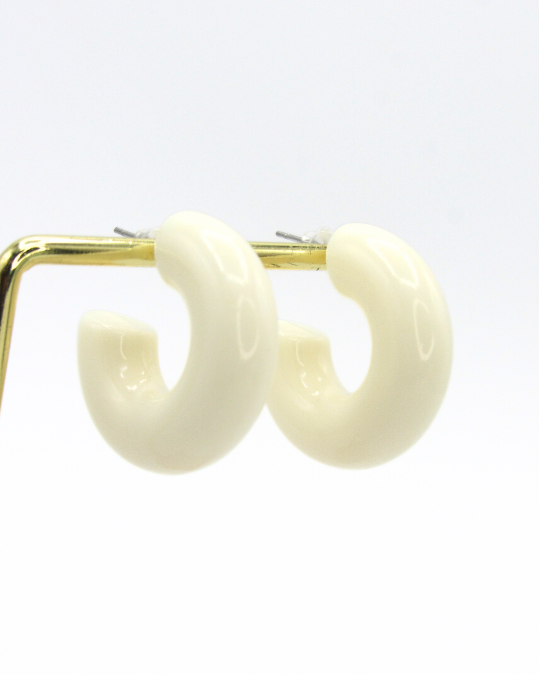 Aretes Candongas Resina Beige Marmoleadas