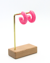 Aretes Candongas Resina Fucsia Marmoleadas