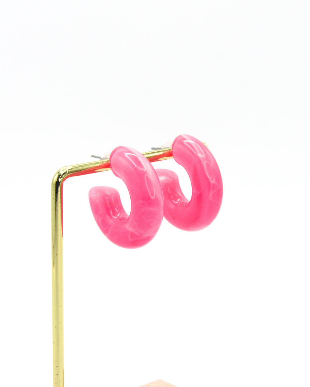 Aretes Candongas Resina Fucsia Marmoleadas