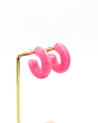 Aretes Candongas Resina Fucsia Marmoleadas