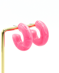 Aretes Candongas Resina Fucsia Marmoleadas