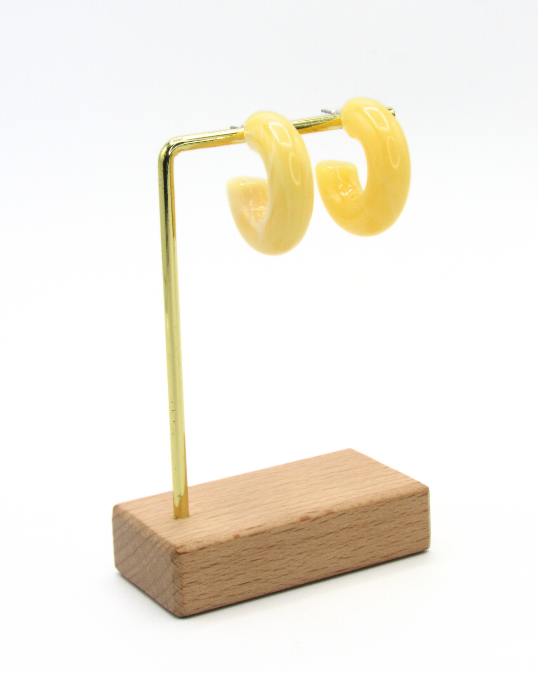Aretes Candongas Resina Amarillo Marmoleadas