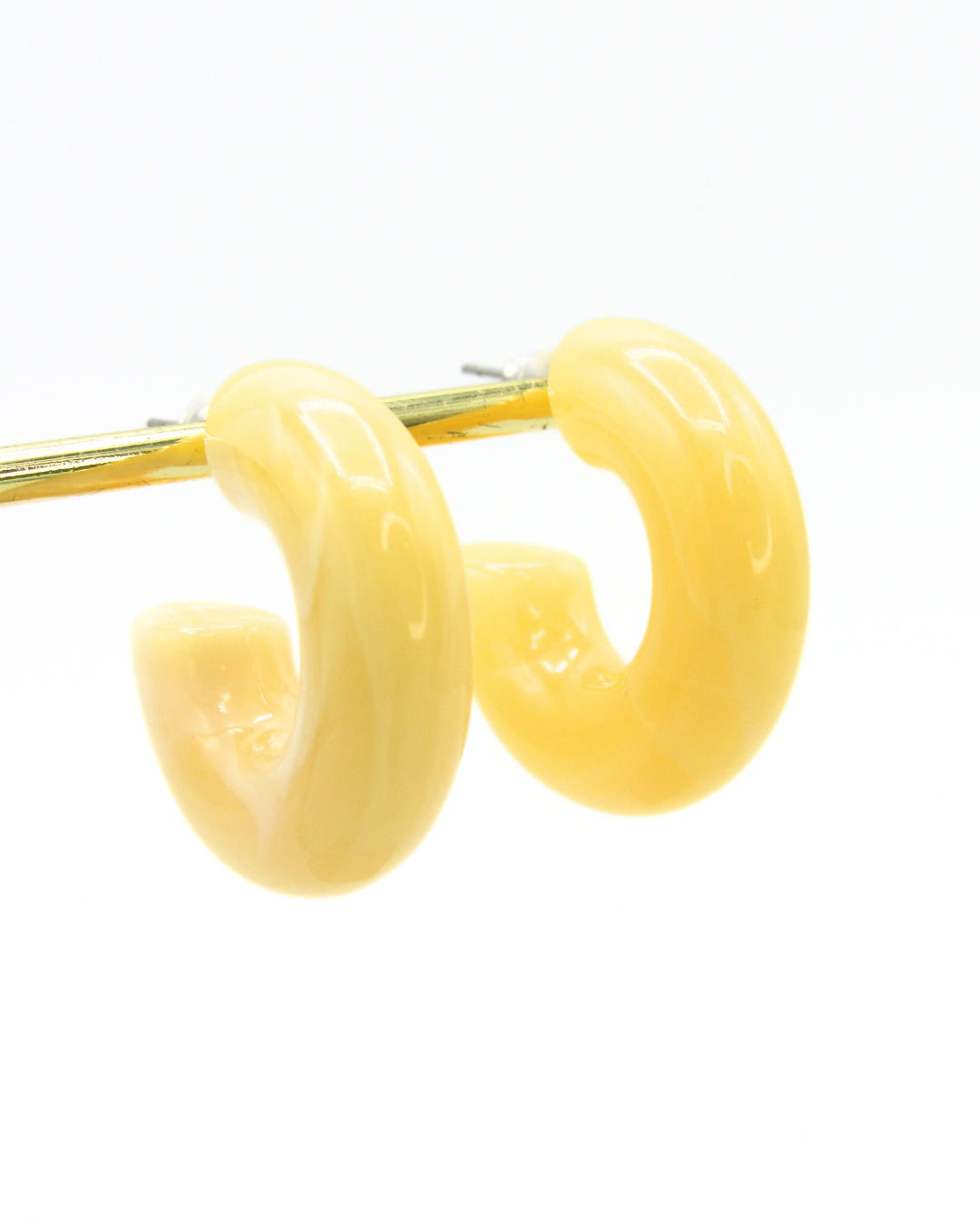 Aretes Candongas Resina Amarillo Marmoleadas