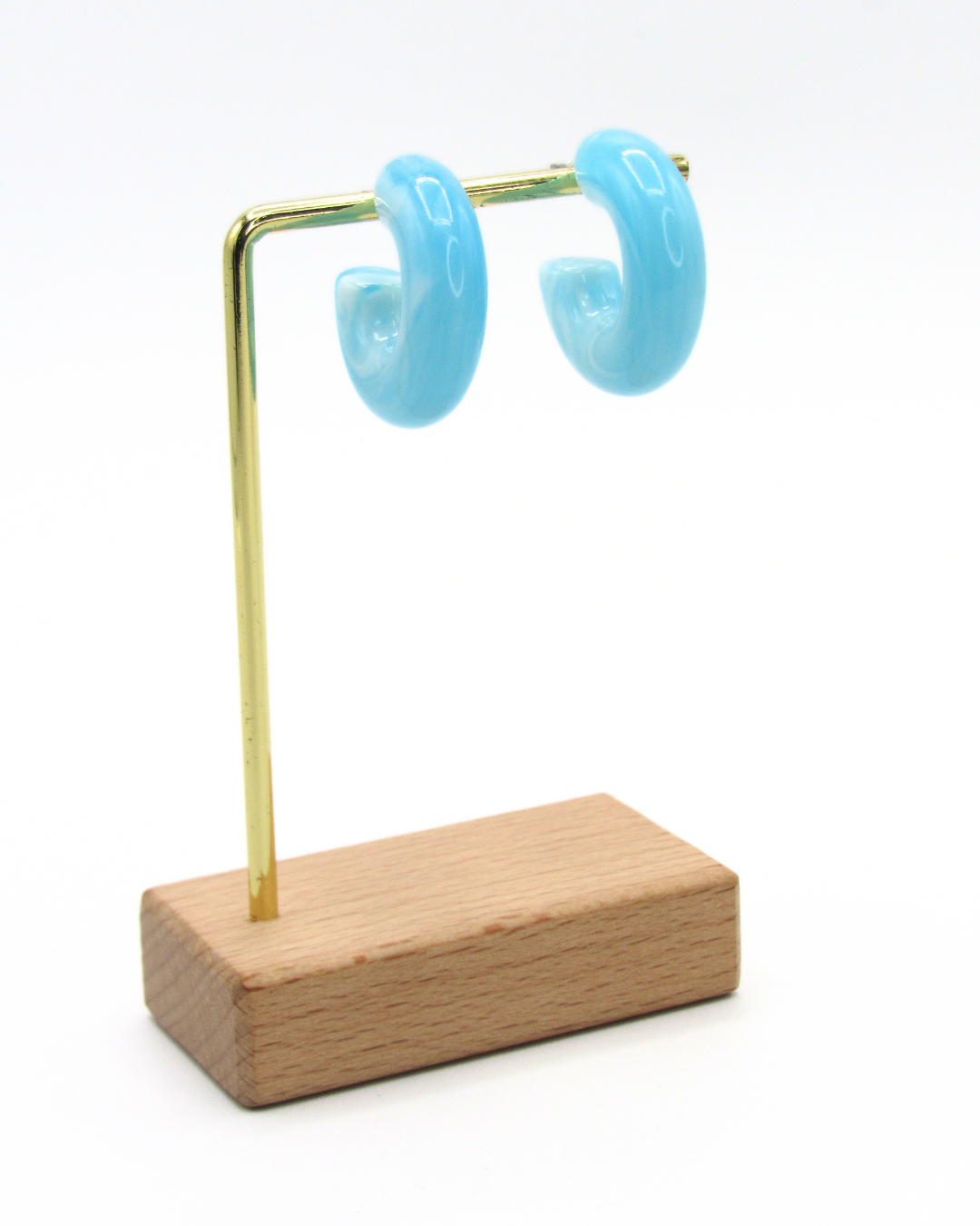 Aretes Candongas Resina Azul Cielo Marmoleadas