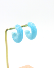 Aretes Candongas Resina Azul Cielo Marmoleadas