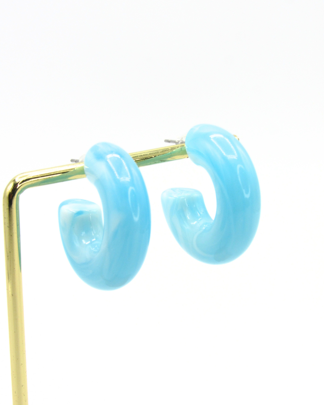 Aretes Candongas Resina Azul Cielo Marmoleadas