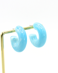 Aretes Candongas Resina Azul Cielo Marmoleadas