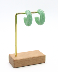 Aretes Candongas Resina Verde Marmoleadas