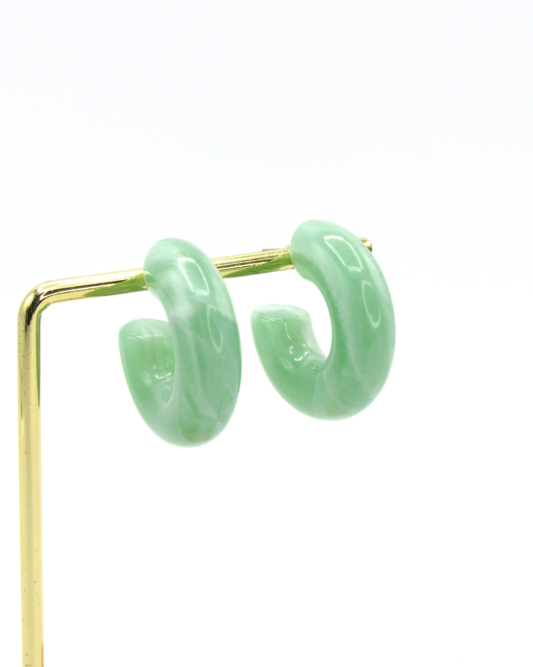 Aretes Candongas Resina Verde Marmoleadas
