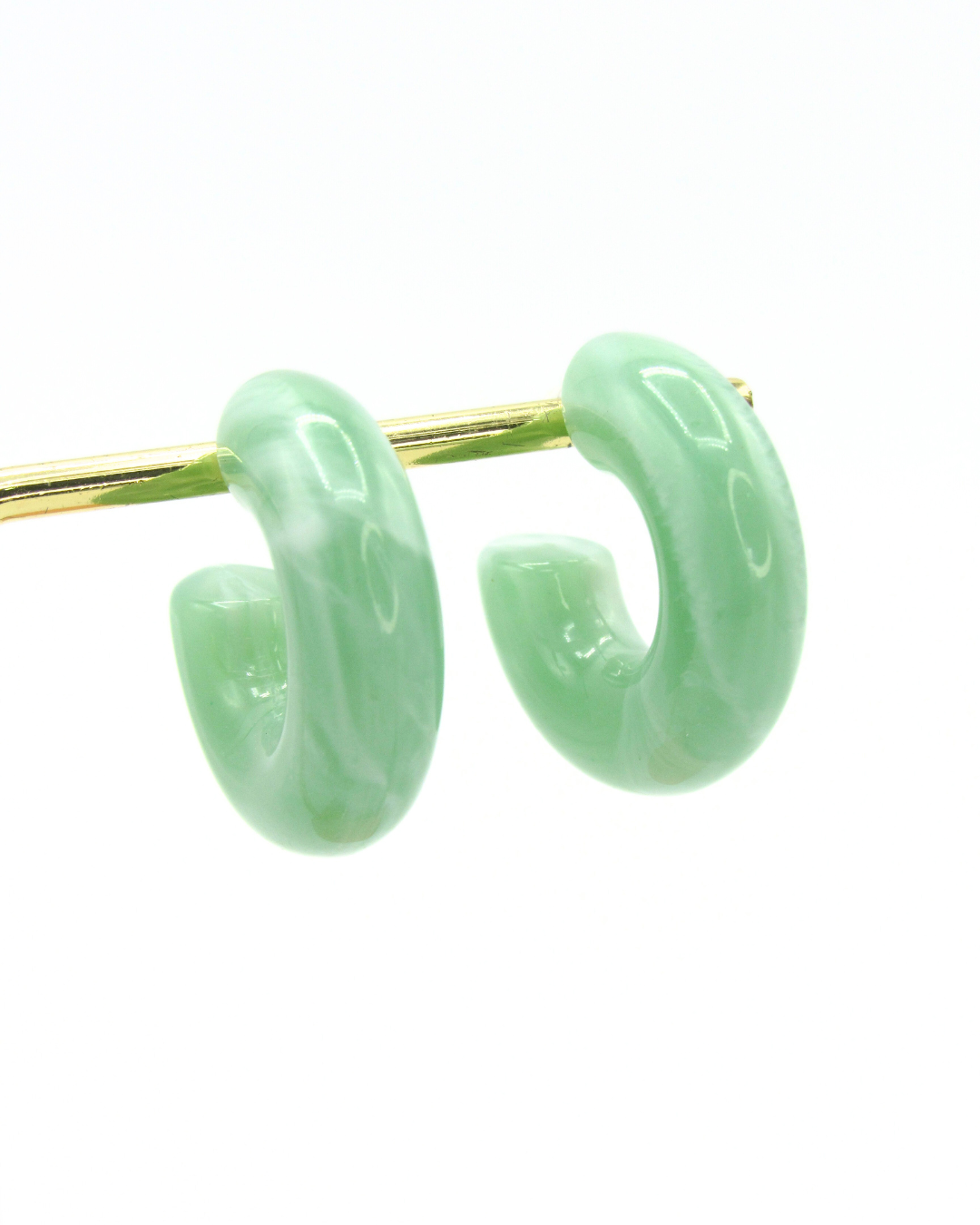 Aretes Candongas Resina Verde Marmoleadas