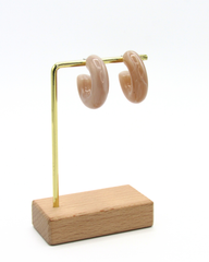 Aretes Candongas Resina Café Claro Marmoleadas