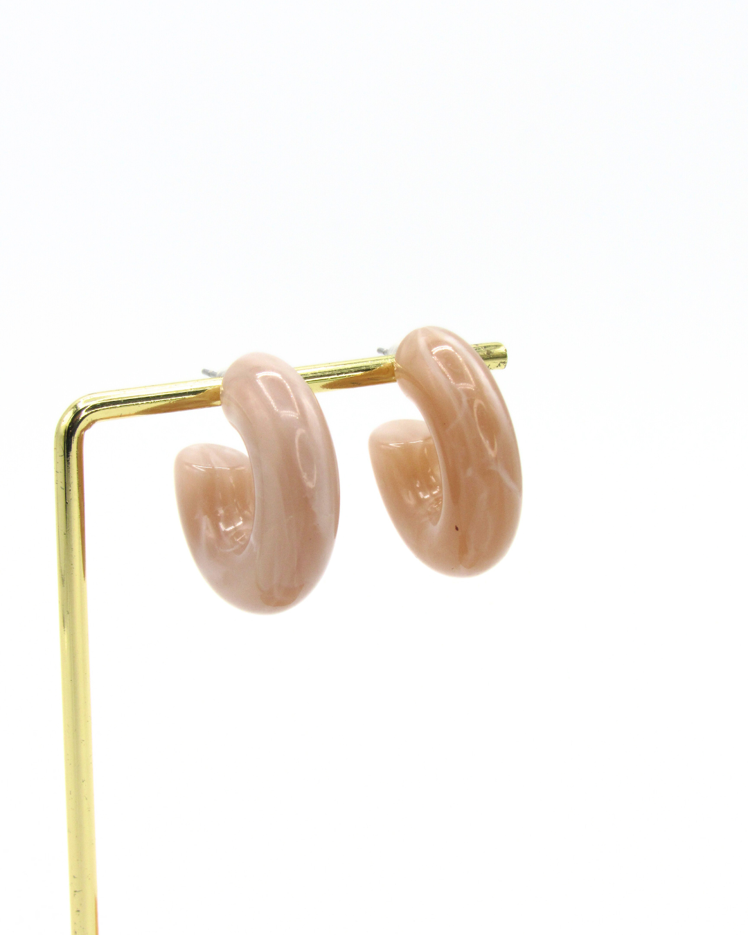Aretes Candongas Resina Café Claro Marmoleadas