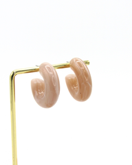 Aretes Candongas Resina Café Claro Marmoleadas