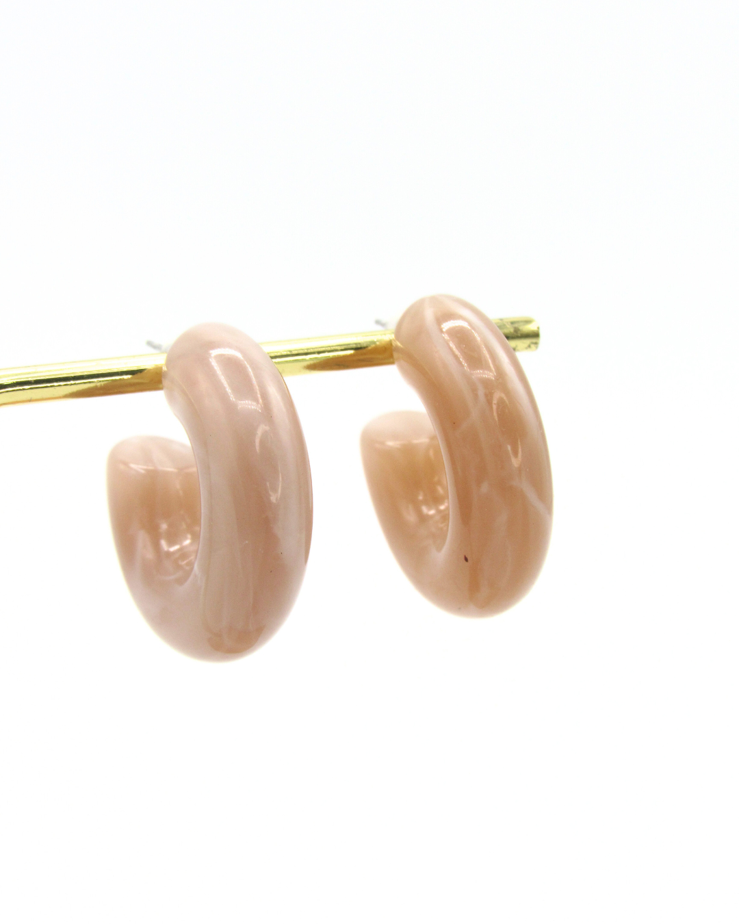 Aretes Candongas Resina Café Claro Marmoleadas