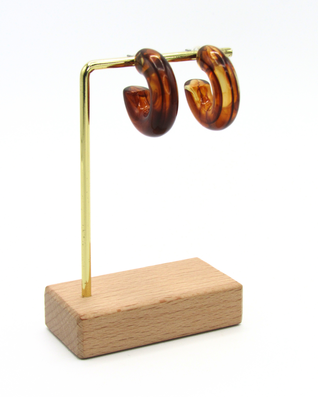 Aretes Candongas Resina Café Oscuro Marmoleadas