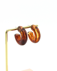 Aretes Candongas Resina Café Oscuro Marmoleadas