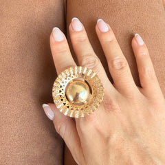 Anillo Bola florecer dorado - Bambú Rosa Joyas y Accesorios 