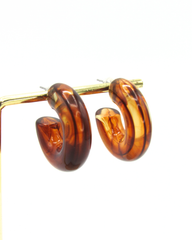 Aretes Candongas Resina Café Oscuro Marmoleadas