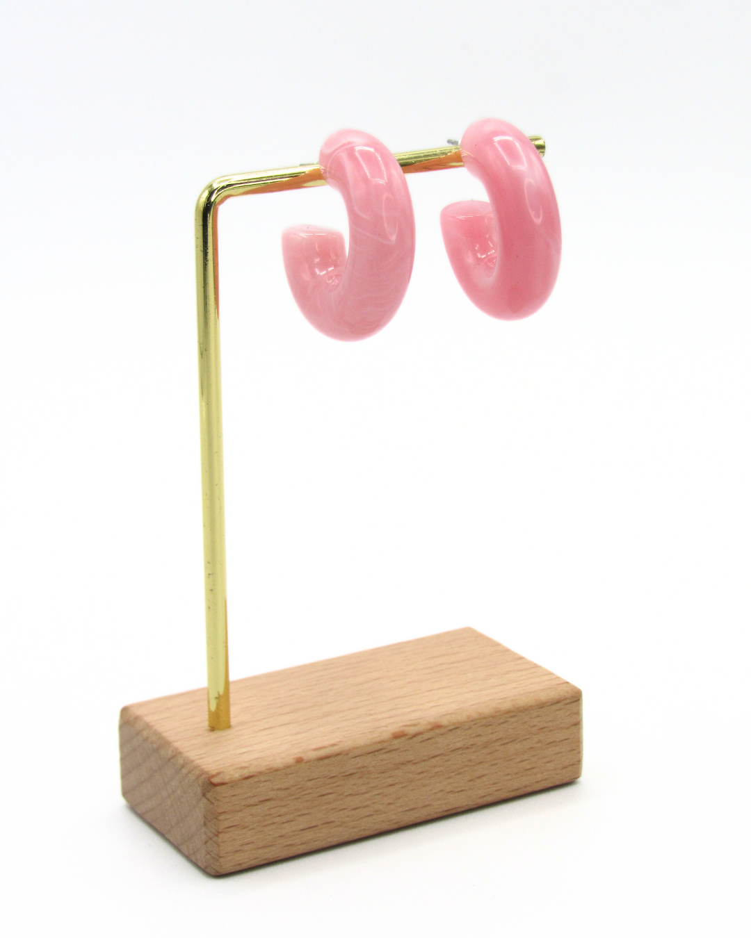 Aretes Candongas Resina Rosa Marmoleadas