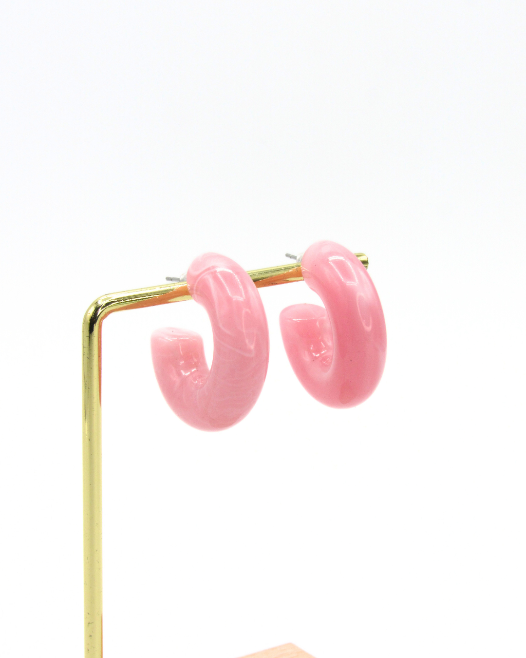 Aretes Candongas Resina Rosa Marmoleadas