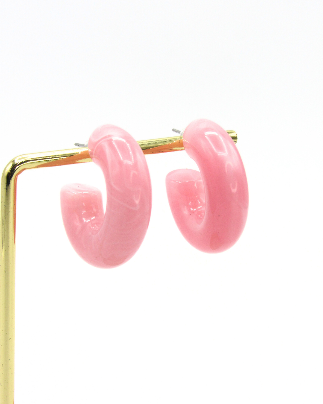 Aretes Candongas Resina Rosa Marmoleadas
