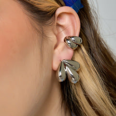 Set Aretes+Ear cuff  Gotas Plateado