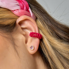 Ear Cuff Entorchado Mostacilla  Fucsia