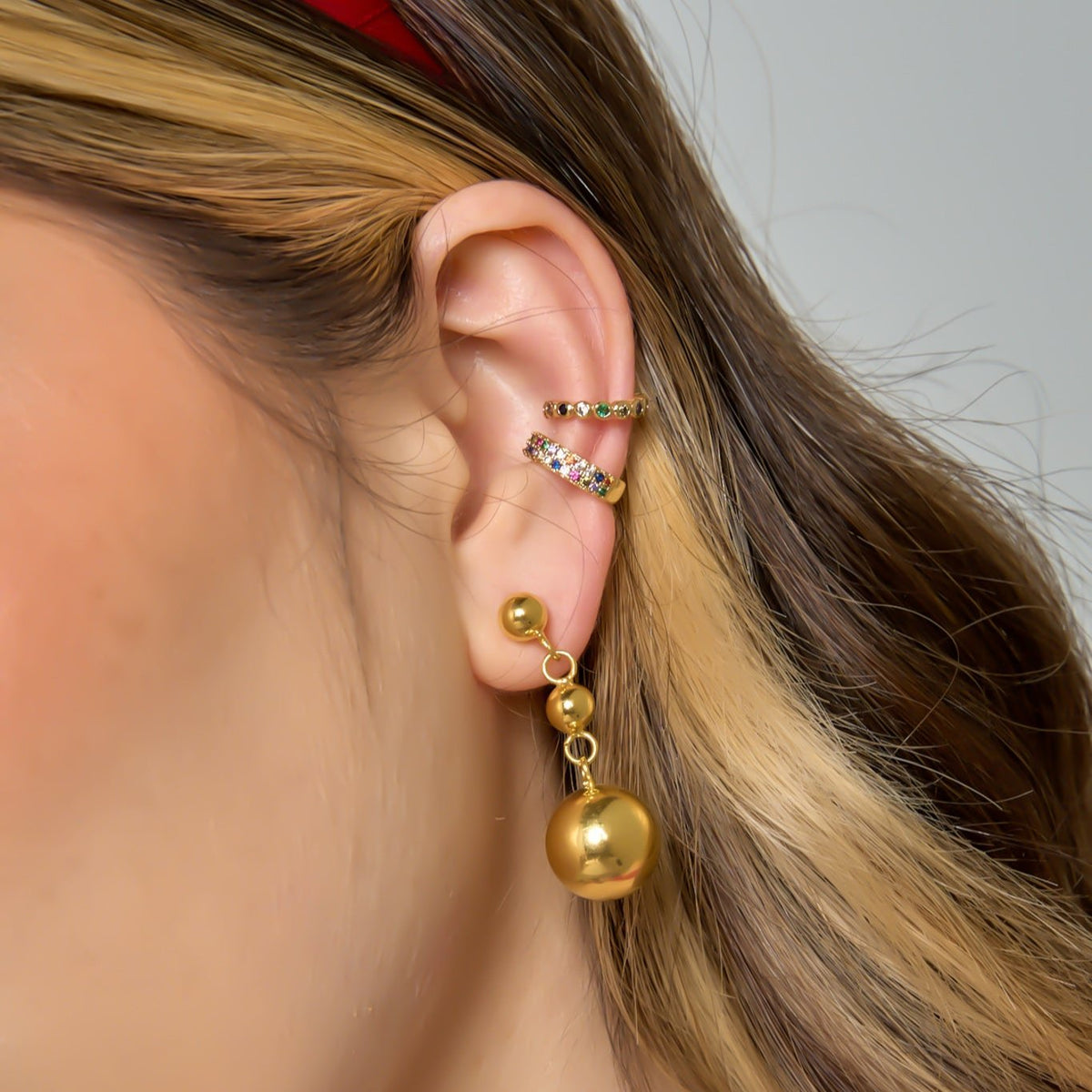 Set Aretes + Ear cuff X2 Dorado