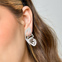 Aretes Maxi Topos Mariposa Media Plateado