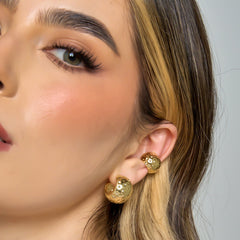 Set Candongas+Ear cuff  Textura Conexión Dorado