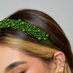 Ear Cuff X2 Cristales Verde Dorado