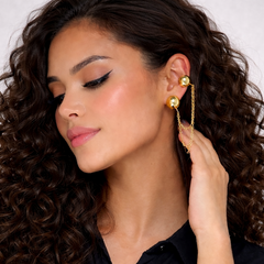 Earcuff Cadenas Doble Óvalos Dorados - Bambú Rosa Joyas y Accesorios 
