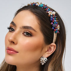 Diadema Tejida Flor Multicolor - Bambú Rosa Joyas y Accesorios 