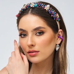 Diadema Tejida Flor Multicolor - Bambú Rosa Joyas y Accesorios 