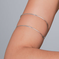 Brazalete Liso Doble Linea Plateado