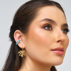 Aretes Gancho 5 Hojas Mini Dorado