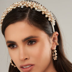 Diadema Tejida Hojas Beige