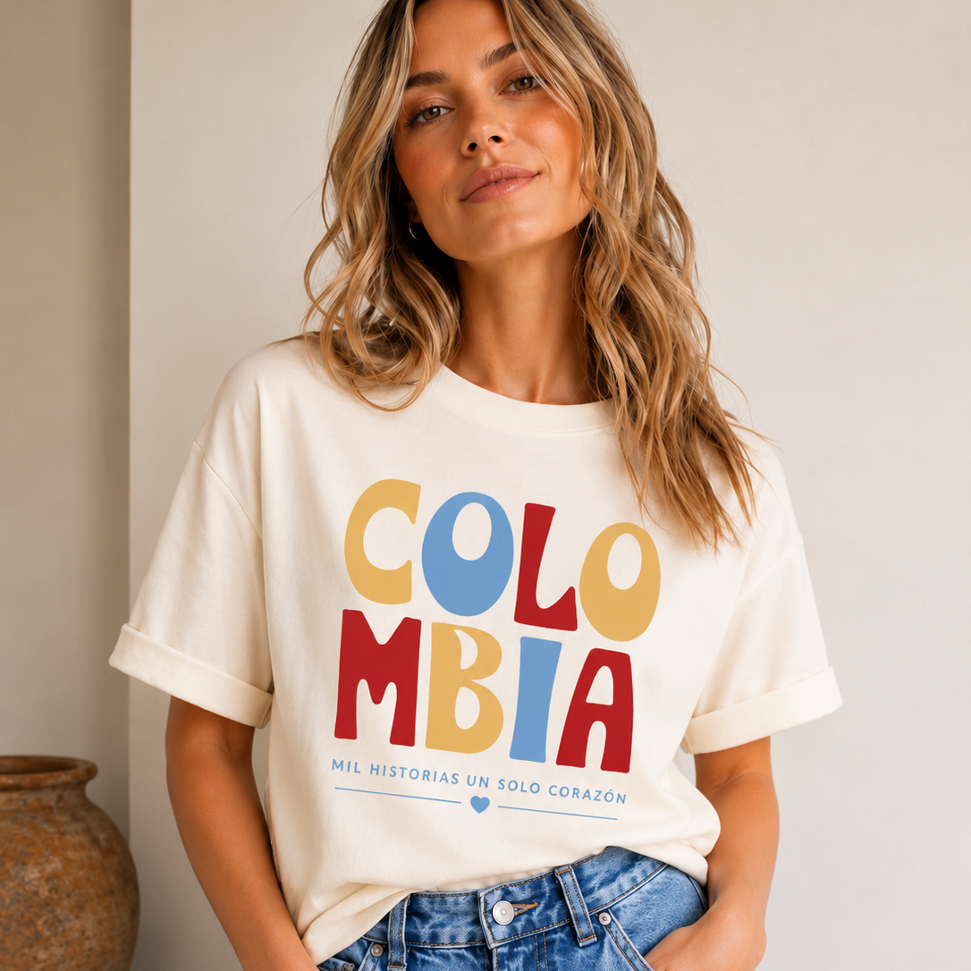 Camiseta manga corta Colombia - Bambú Rosa Joyas y Accesorios 