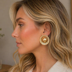 Aretes Maxi Topos bola Florecer - Bambú Rosa Joyas y Accesorios 
