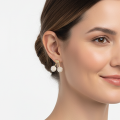 Aretes Maxi Topos Cerezas Doradas Con Perlas