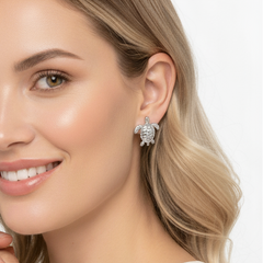 Aretes Topos Tortugas Plateadas