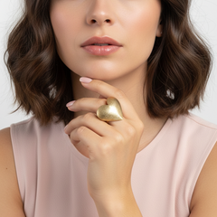 Anillo maxi corazón latidos Dorado