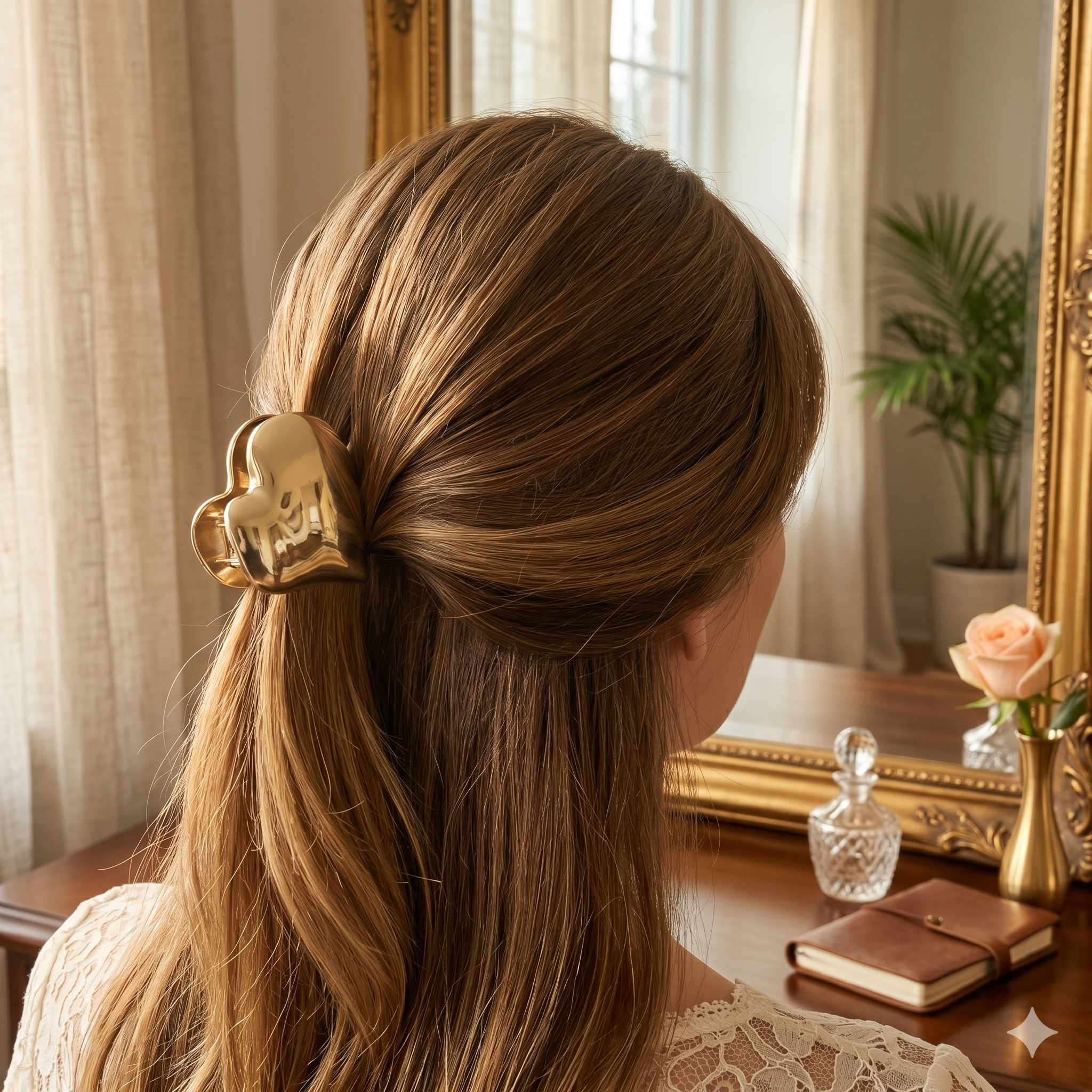 Pinza Corazón Latidos Dorada - Bambú Rosa Joyas y Accesorios 