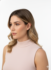 Ear Cuff Balines Y Perlas Dorado