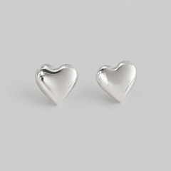 Aretes Topos Corazón Plateado - Bambú Rosa Joyas y Accesorios 
