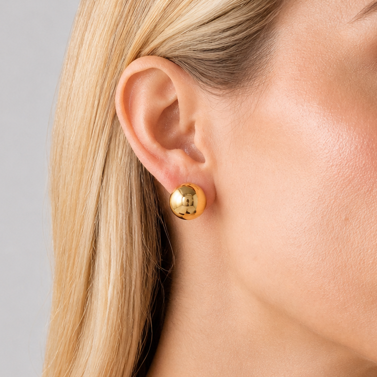 Aretes Topos Bola Dorados - Bambú Rosa Joyas y Accesorios 