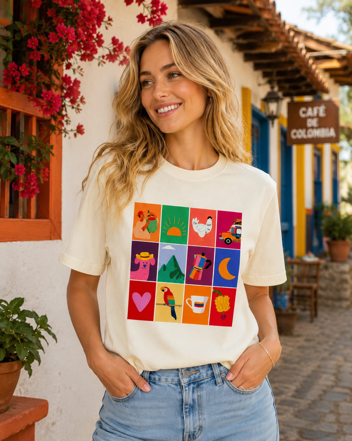 Camiseta Manga Corta Colombia café